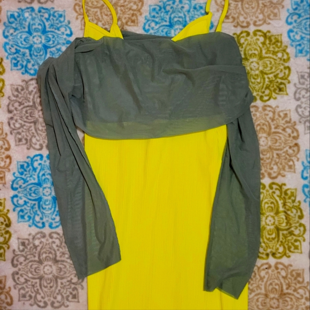ONA by Yoon Chung Dress With Spaghetti Straps and Attached Mesh Cover